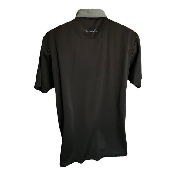 Travis Matthew Men's Striped Short Sleeve Golf Polo Shirt Black Gray Medium - Picture 2 of 13